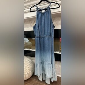INC International Concepts Ombre Denim Chambray Blue Jean Sleeveless Dress 2X